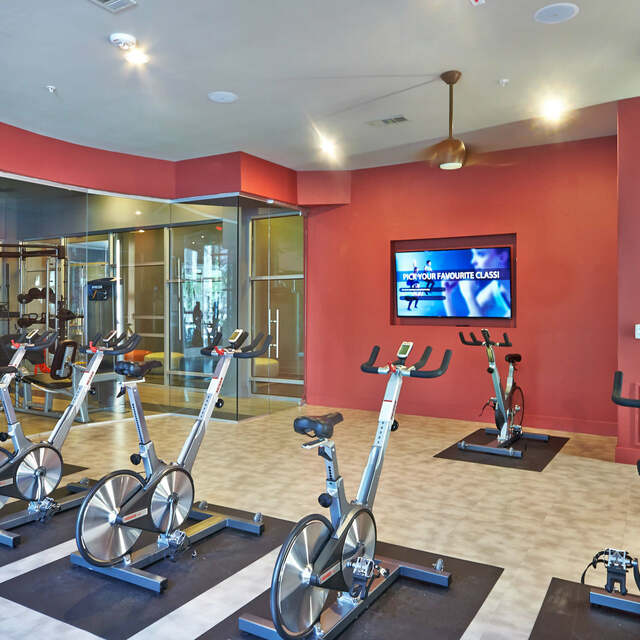 Spin room for residents at the Standard at Cityline in Richardson, TX 