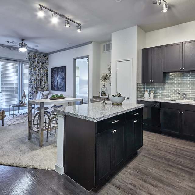 Open concept kitchen and living room at the Standard at Cityline