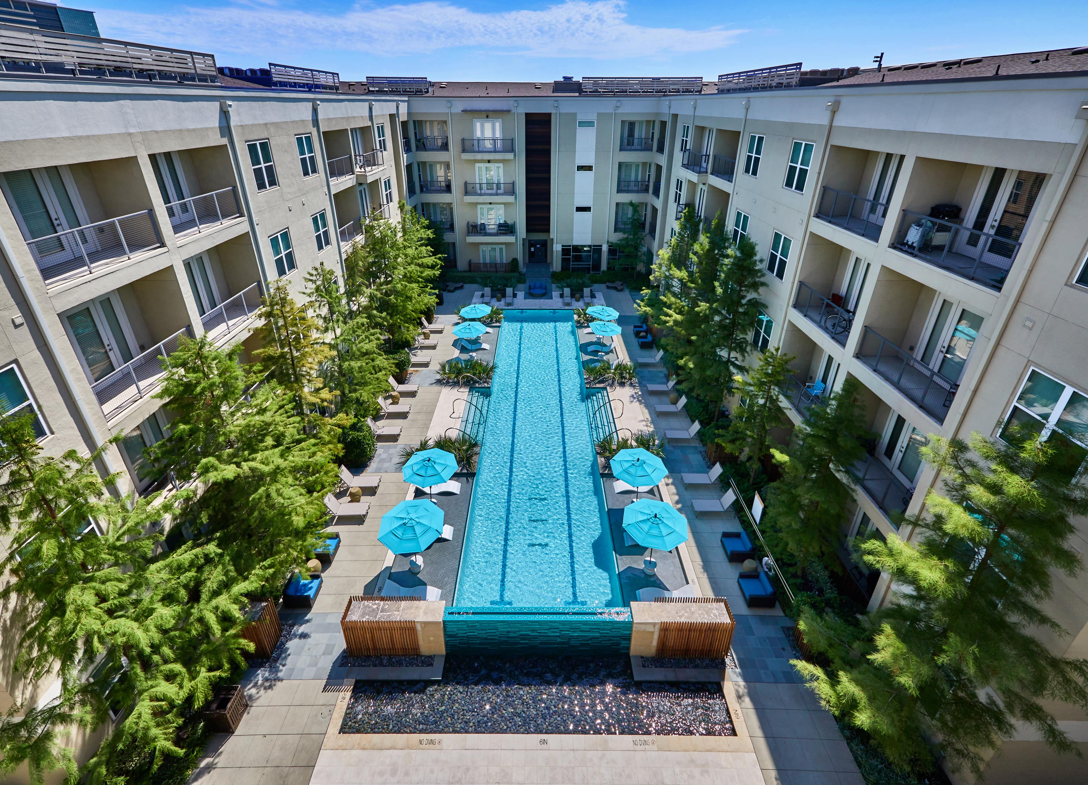 Birdseye view of the pool area at the Standard at Cityline